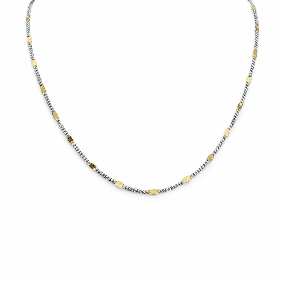 Ασημένια 925 Δίχρωμη Αλυσίδα Λαιμού