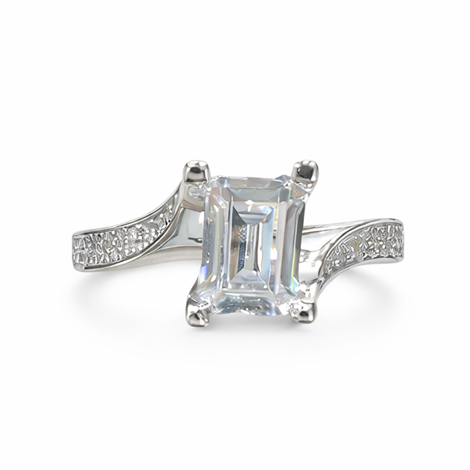 Μονόπετρο Δαχτυλίδι K14 Δαχτυλίδι Φλόγα Ορθογώνια