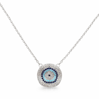 Κολιέ Στρογγυλό Κυματιστό Μάτι από Ασήμι 925