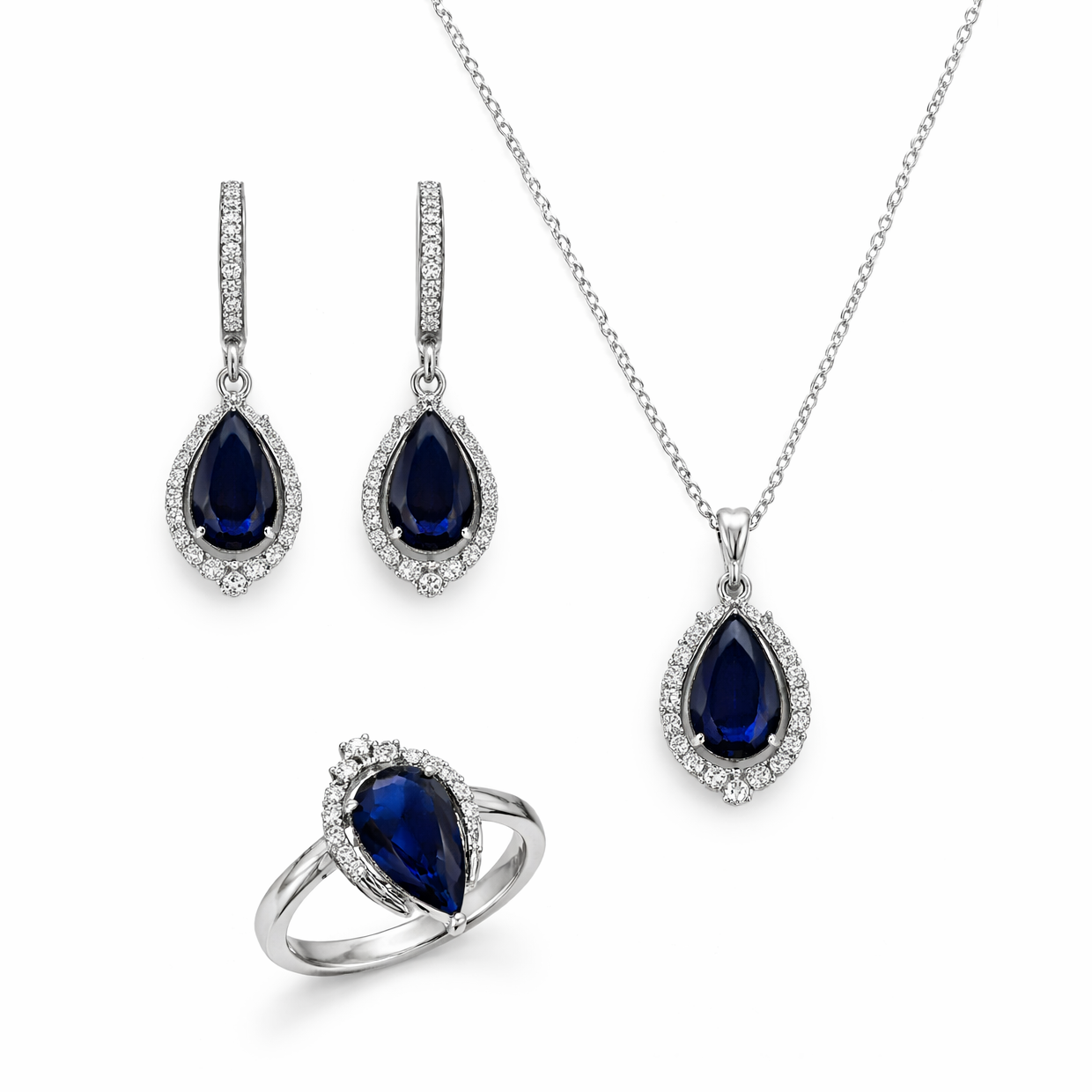 Σετ Κοσμημάτων με Μπλε Εντυπωσιακά Δάκρυα Ασήμι 925 Σετ Κοσμημάτων με Μπλε Εντυπωσιακά Δάκρυα Ασήμι 925