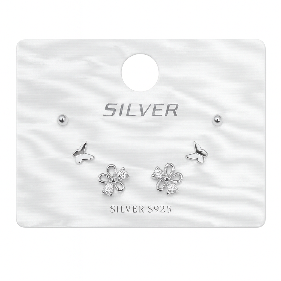 Σετ 6 Σκουλαρίκια με Λουλούδια και Πεταλούδες