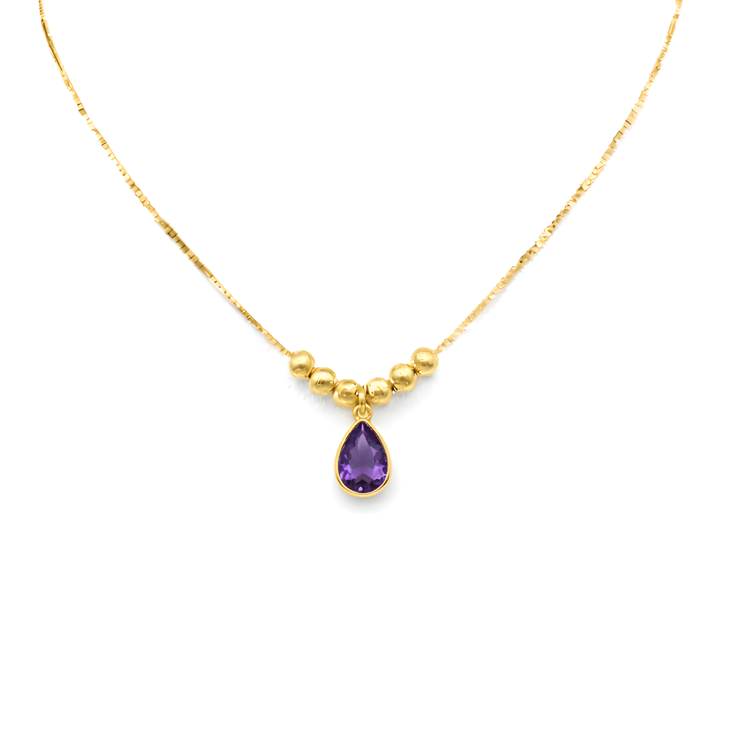 Ασημένιο 925 Κολιέ με Δάκρυ Ζιργκόν & Μπίλιες