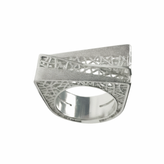 Ασημένιο 925 Δαχτυλίδι με Γεωμετρικό Ανάγλυφο Σχέδιο