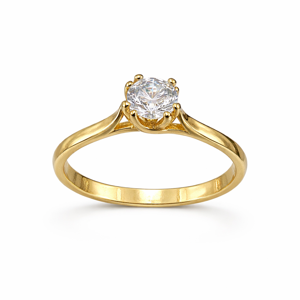 Χρυσό 9K Μονόπετρο Δαχτυλίδι Φλόγα Ψηλή Χρυσό 9K Μονόπετρο Δαχτυλίδι Φλόγα Ψηλή