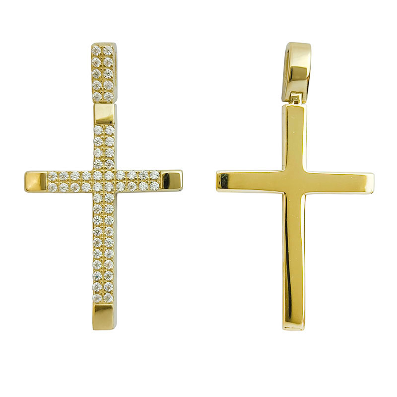 Σταυρός Γυναικείος K14 Πετράτος Διπλής Όψης