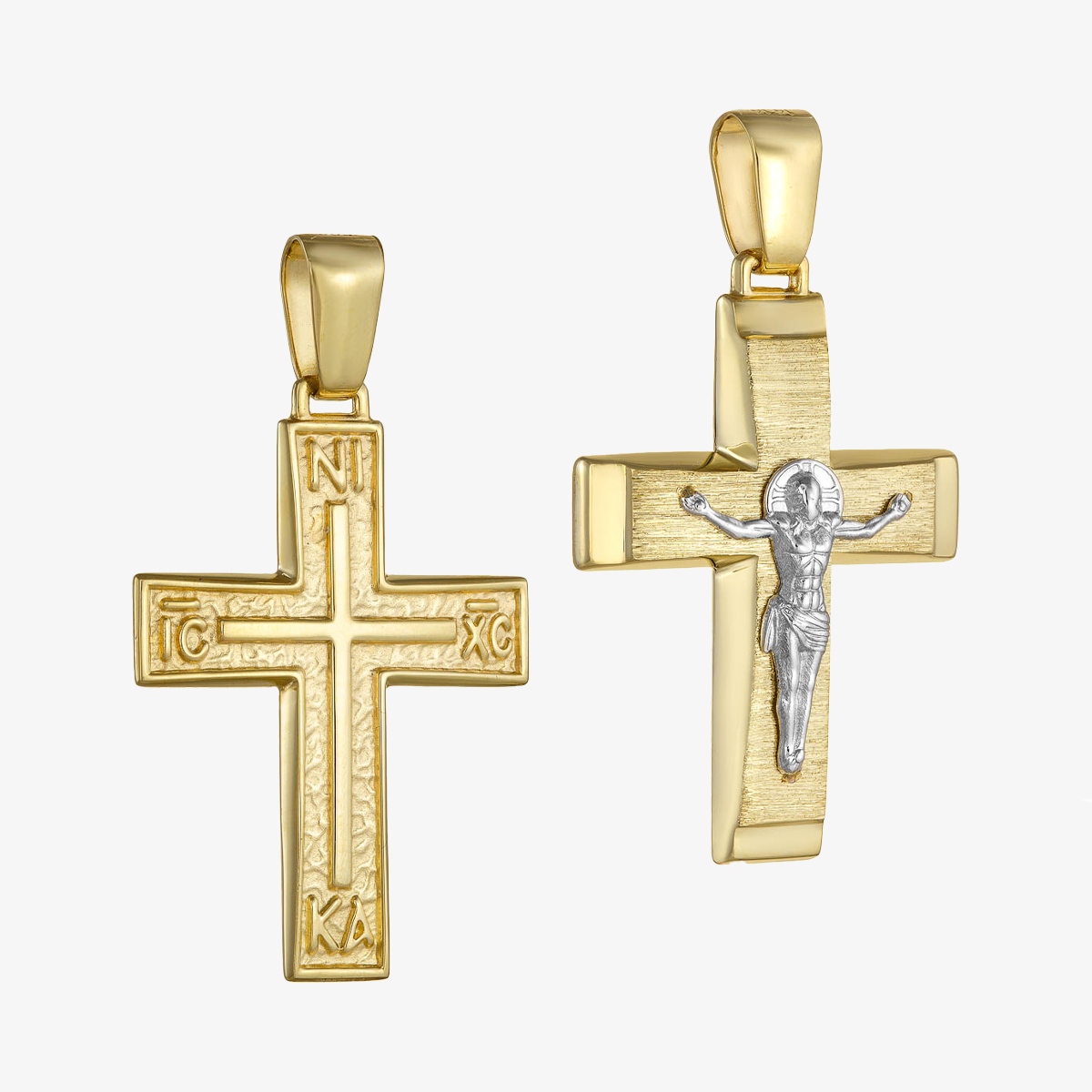 Κ14 Σταυρός Διπλής Όψης Ανδρικός με Εσταυρωμένο