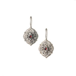 Gerochristo Byzantine earrings in sterling silver with Garnet