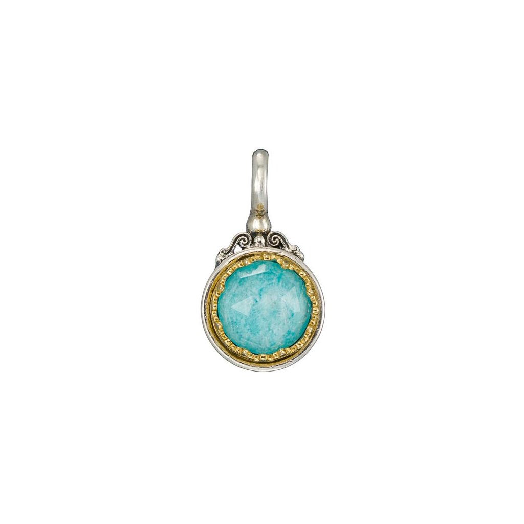 Gerochristo Iris Round Pendant in Sterling Silver with Gold Plated Parts - MOONSTONE