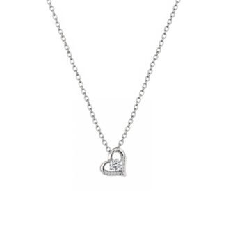 Ασημένιο 925 Διακριτικό Κολιέ με Moissanite 0,2ct Καρδιά