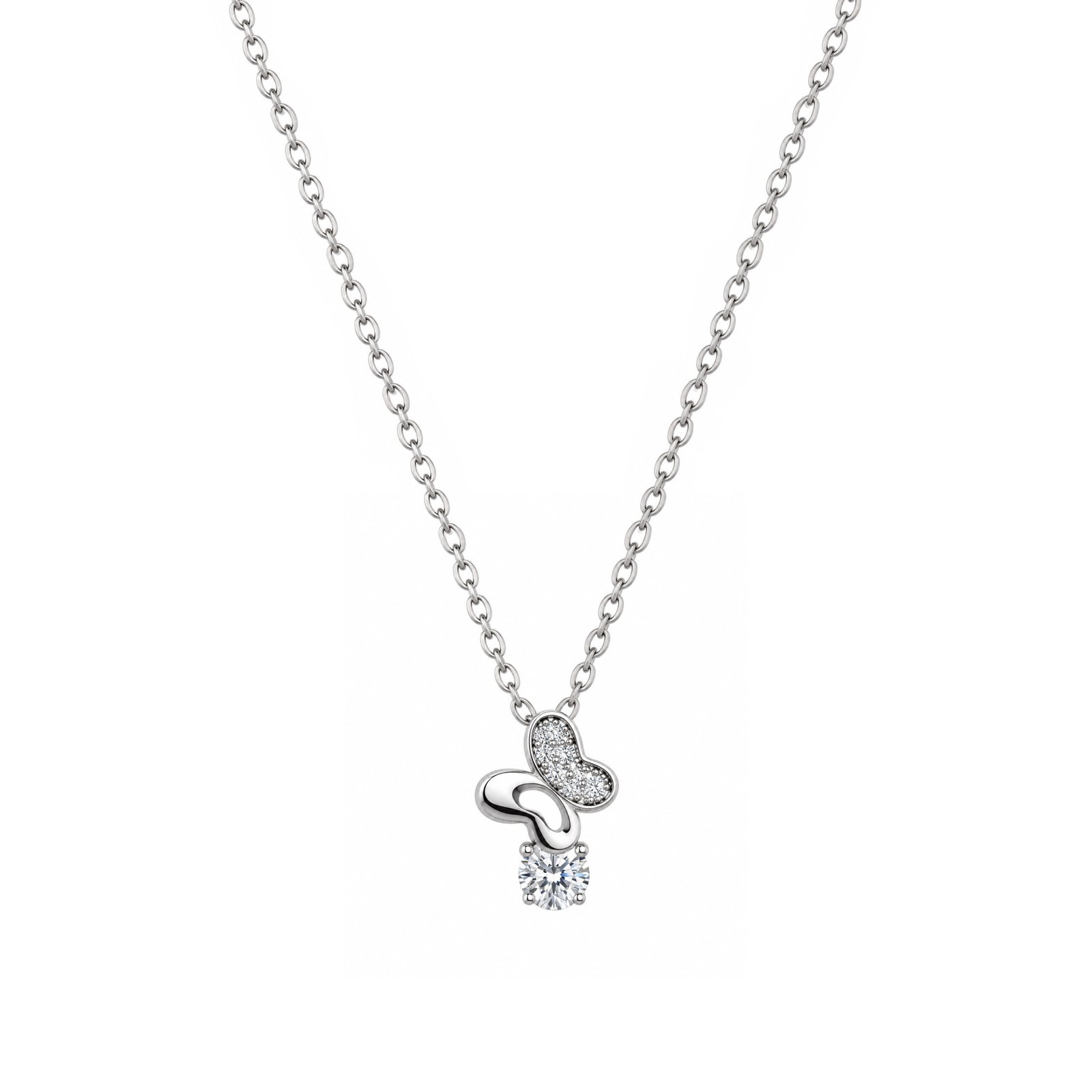 Ασημένιο 925 Διακριτικό Κολιέ με Moissanite 0,2ct Πεταλούδα Ασημένιο 925 Διακριτικό Κολιέ με Moissanite 0,2ct Πεταλούδα