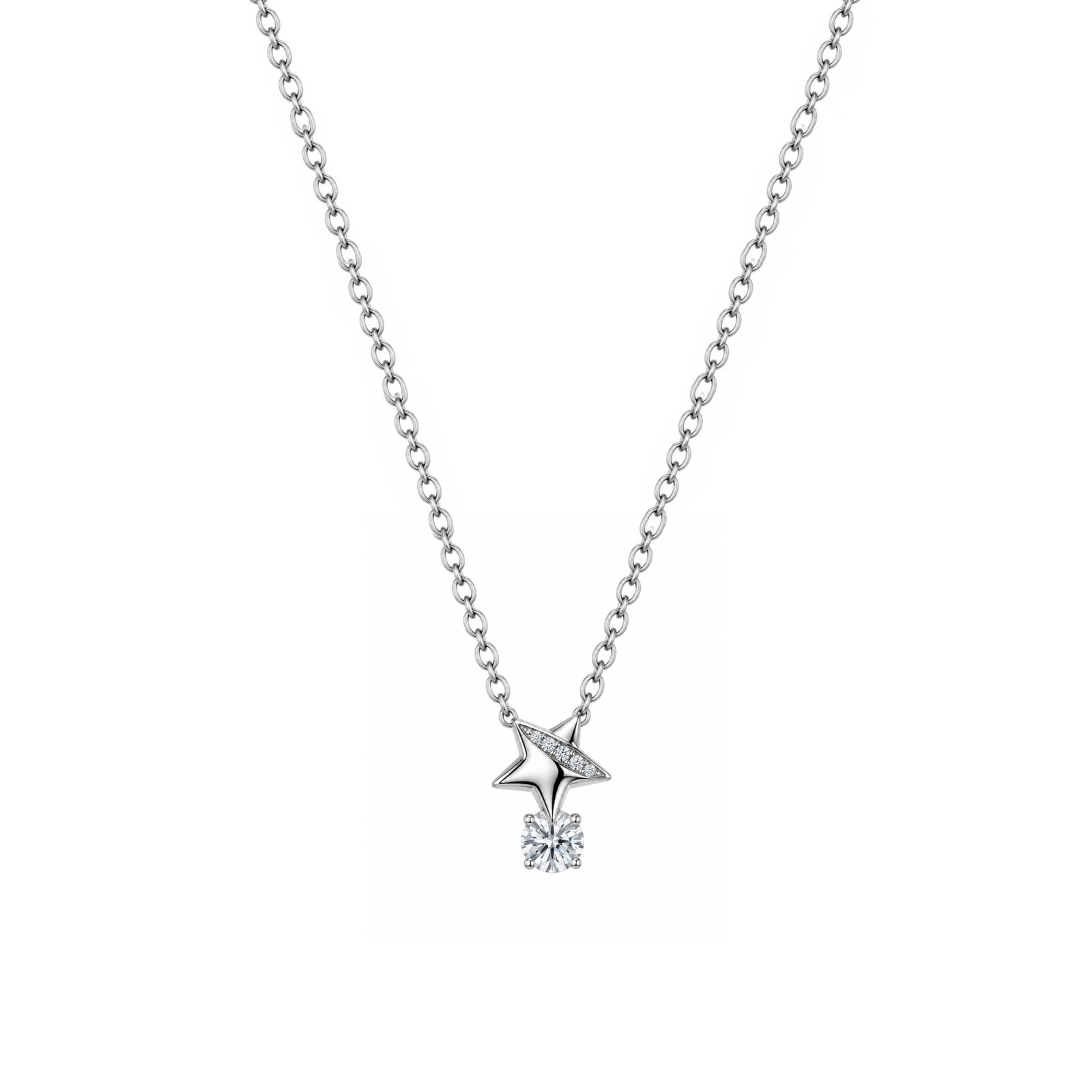 Ασημένιο 925 Διακριτικό Κολιέ με Moissanite 0,2ct Αστέρι Ασημένιο 925 Διακριτικό Κολιέ με Moissanite 0,2ct Αστέρι