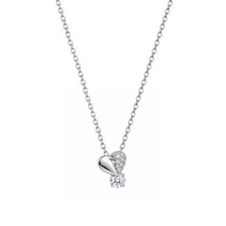 Ασημένιο 925 Διακριτικό Κολιέ με Moissanite 0,2ct Καρδιά
